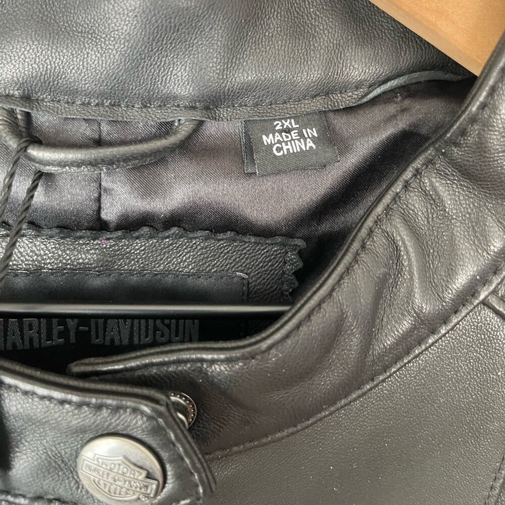 Harley Davidson moto lambskin Leather Jacket Black XXL NEW - Picture 12 of 14